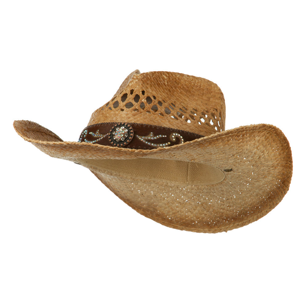 Cowboy Hat with Cowhide Band - Brown S-M