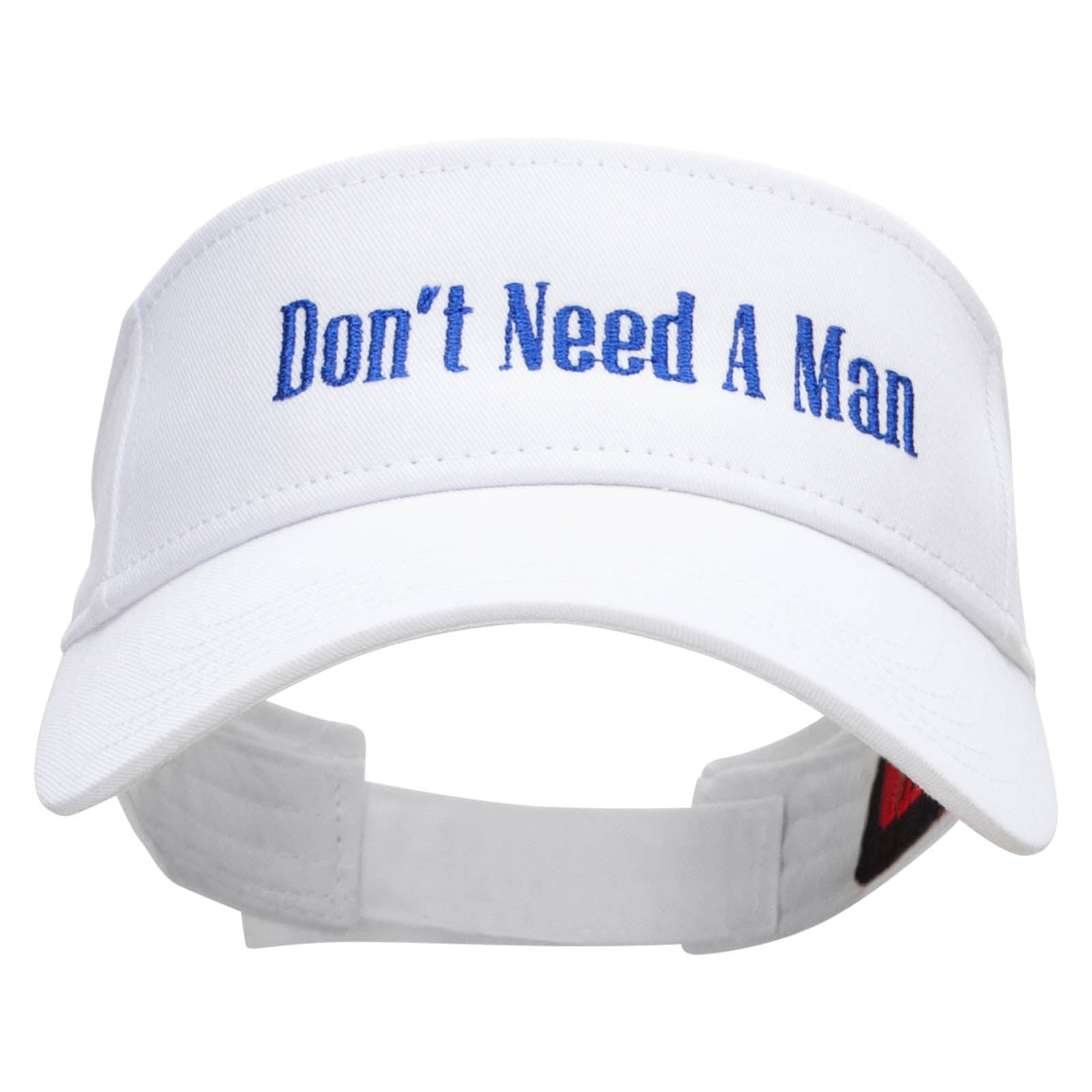 Don&#039;t Need A Man Embroidered Cotton Twill Sun Visor - White OSFM