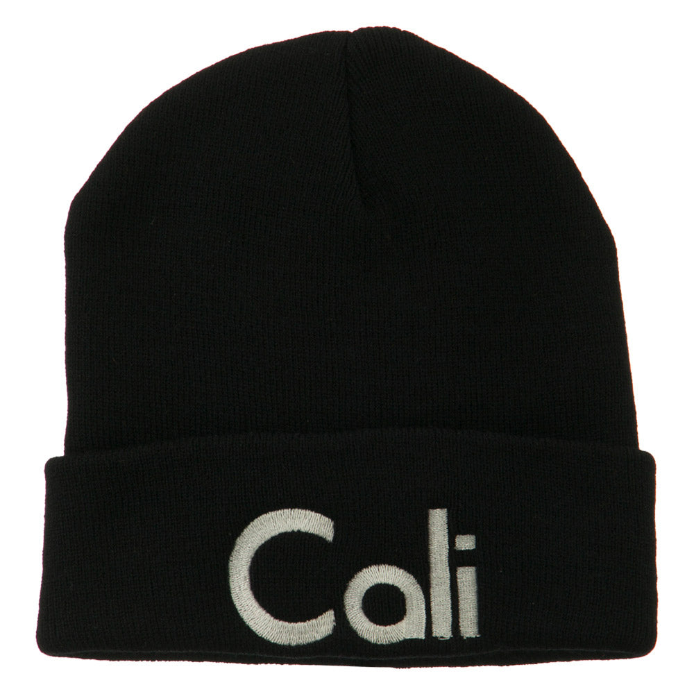 Cali Embroidered Long Beanie - Black OSFM