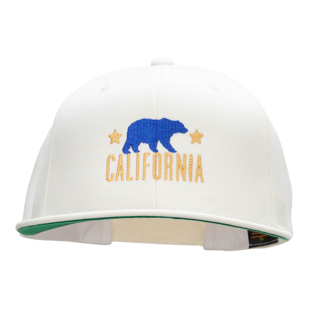 The California Bear Embroidered Wool Blend Prostyle Snapback - Natural OSFM