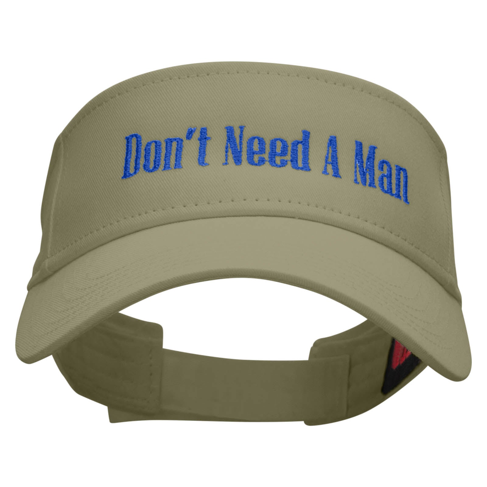 Don&#039;t Need A Man Embroidered Cotton Twill Sun Visor - Khaki OSFM