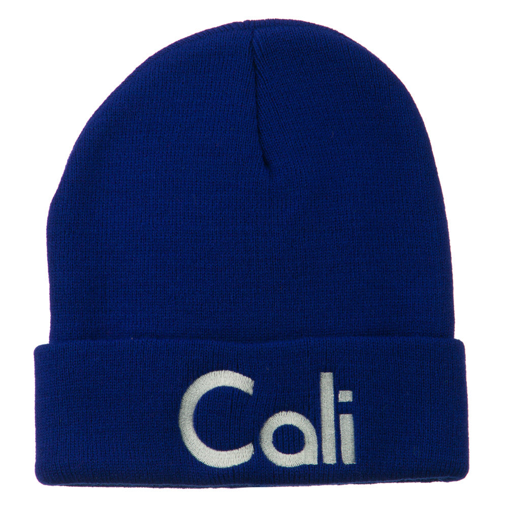 Cali Embroidered Long Beanie - Royal OSFM