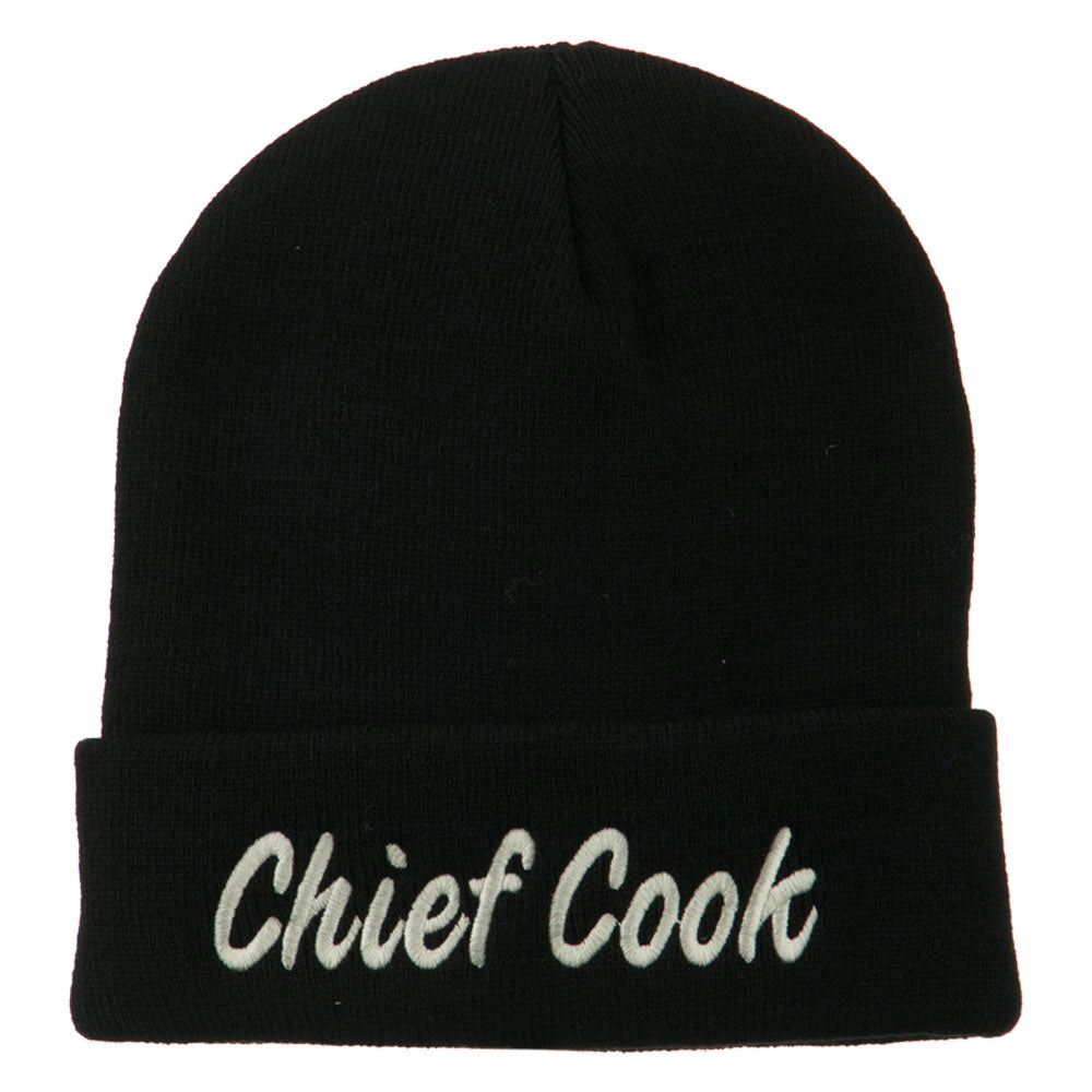 Chief Cook Embroidered Long Beanie - Black OSFM