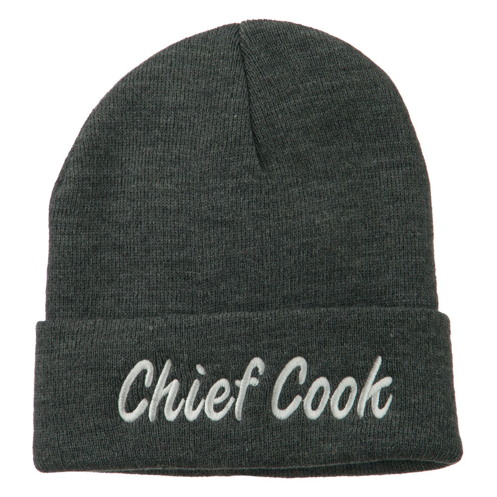 Chief Cook Embroidered Long Beanie - Grey OSFM