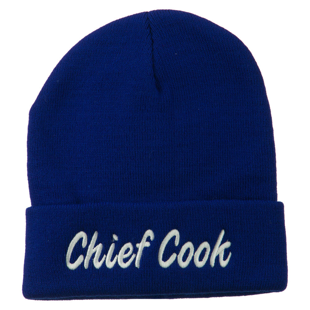 Chief Cook Embroidered Long Beanie - Royal OSFM