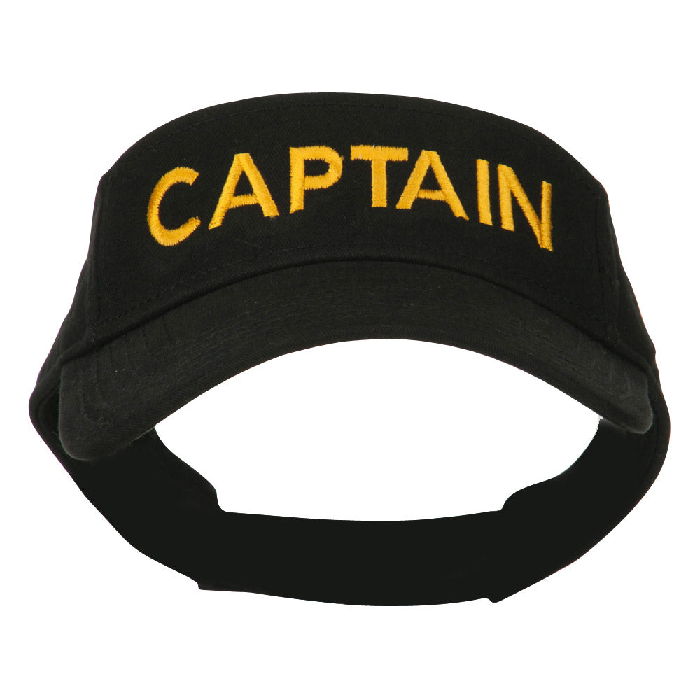 Captain Embroidered Strap Back Visor - Black OSFM