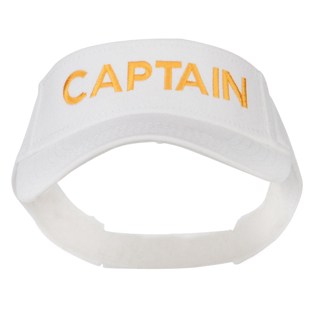 Captain Embroidered Strap Back Visor - White OSFM