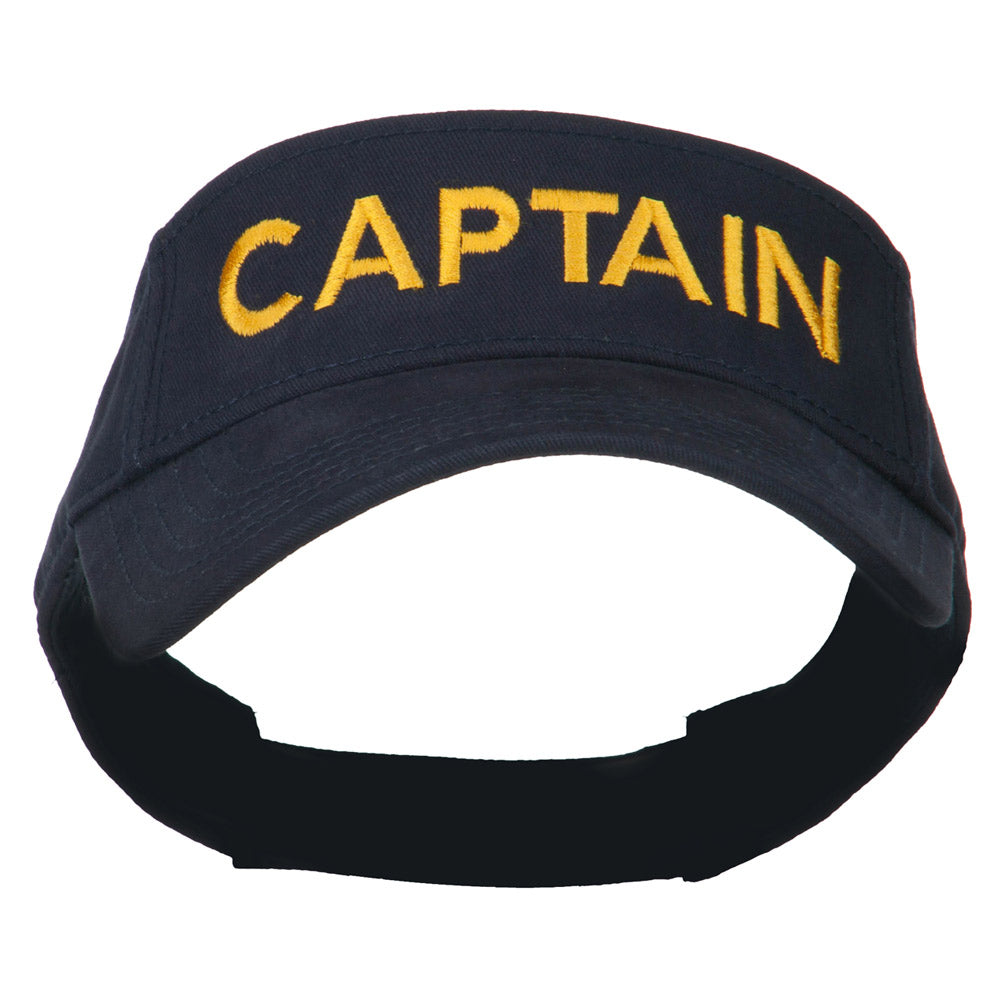 Captain Embroidered Strap Back Visor - Navy OSFM