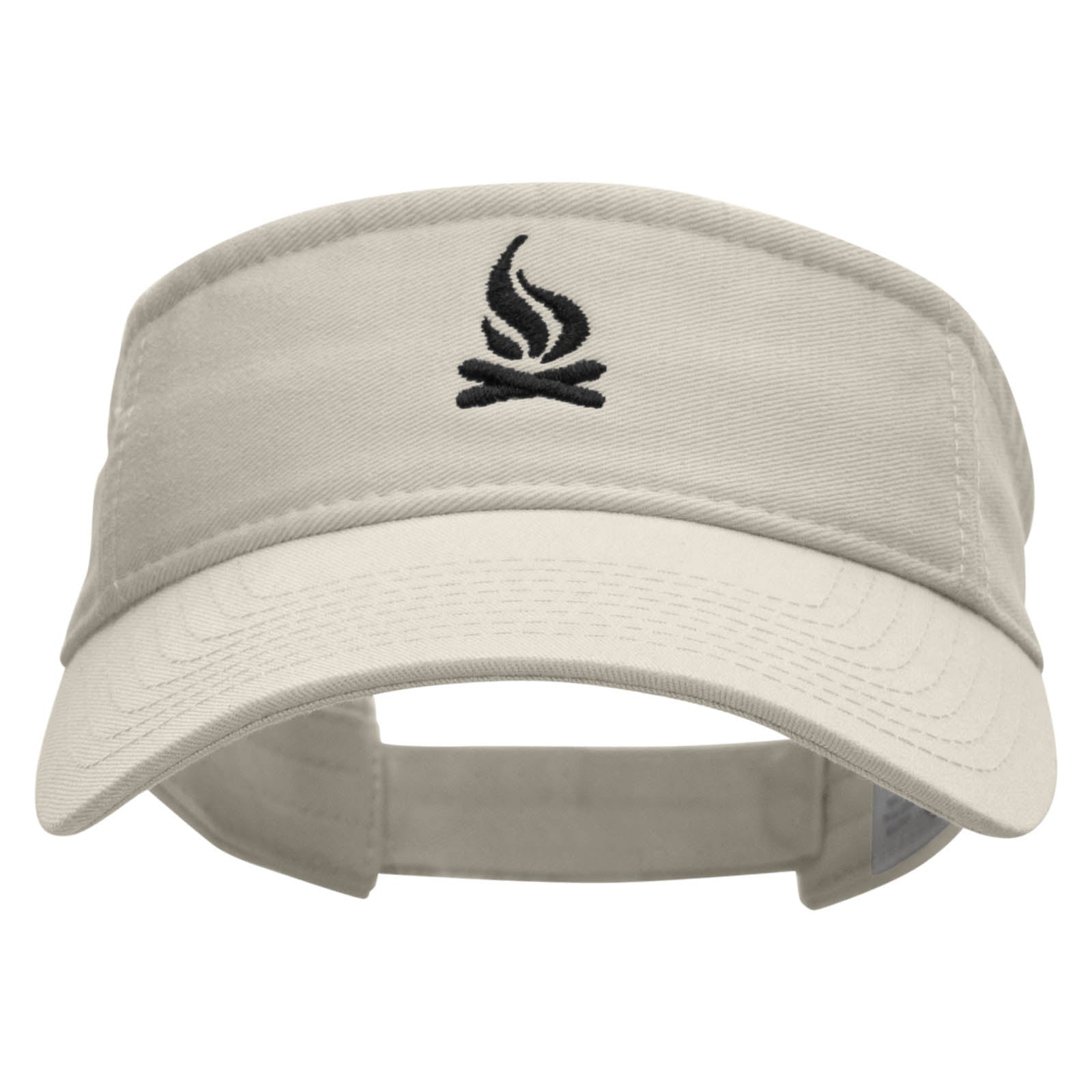 Camp Fire Symbol Embroidered Pro Style Cotton Twill Washed Visor - Stone OSFM