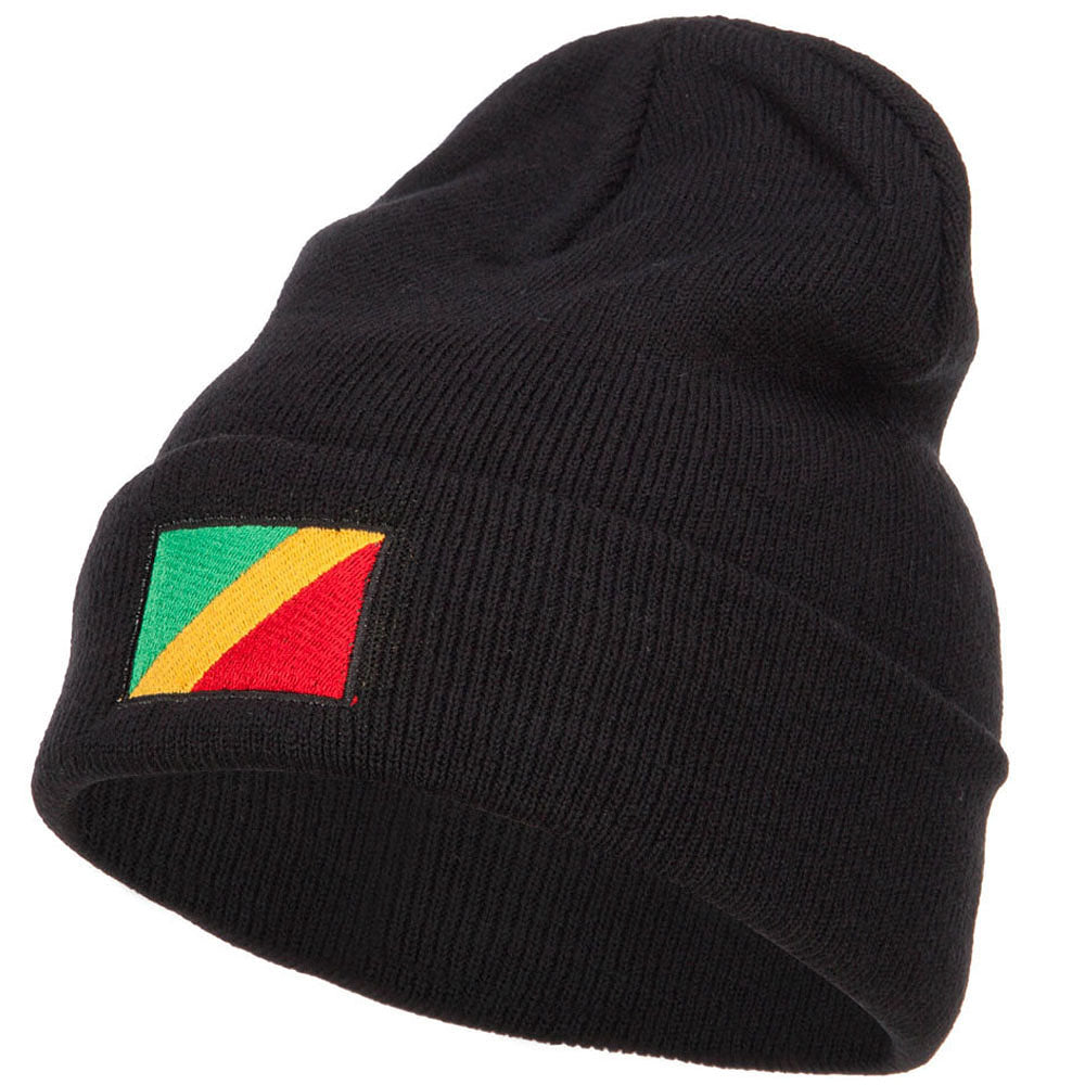 Congo Flag Embroidered Beanie - Black OSFM