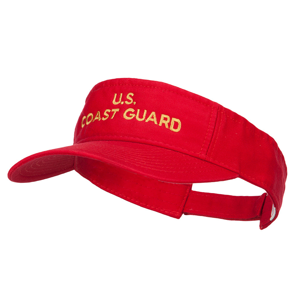 U.S. Coast Guard Embroidered Pro Style Cotton Washed Visor - Red OSFM