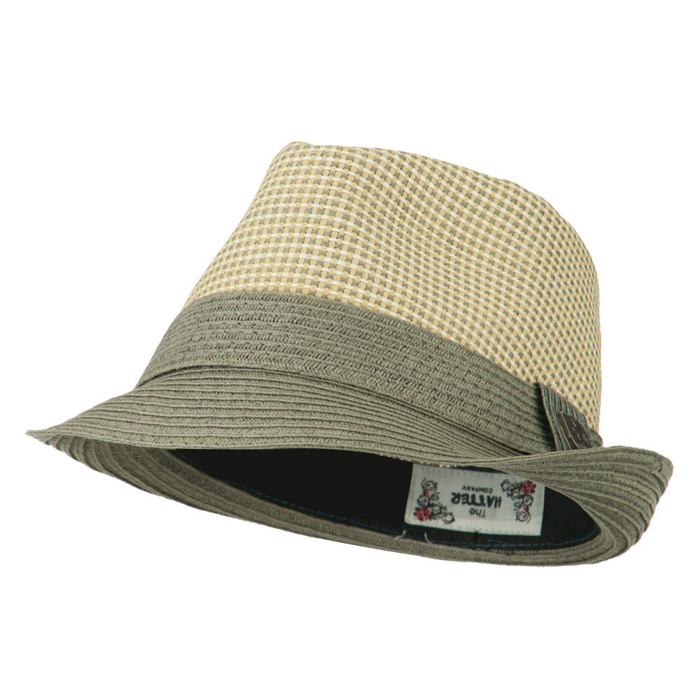 Pleated Straw Band Fedora - Grey OSFM