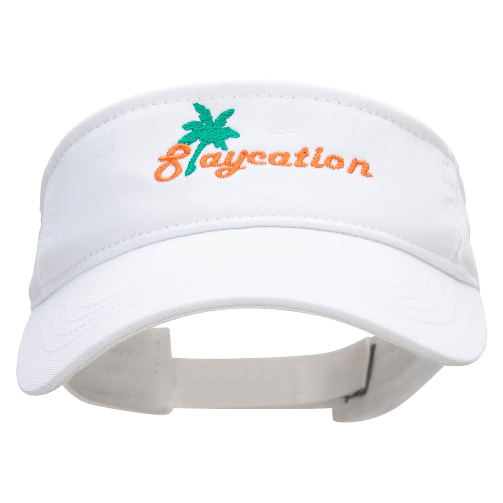 Staycation Embroidered Brushed Sports Visor - White OSFM