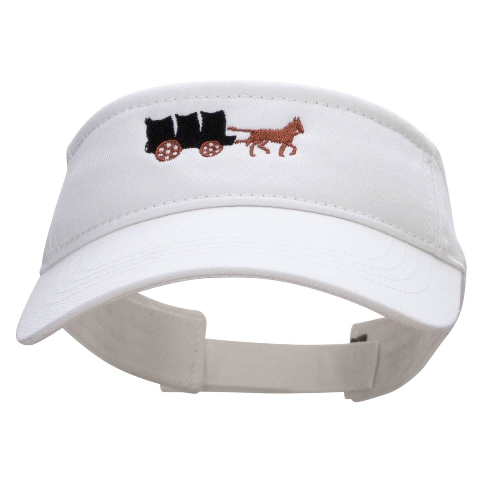 Horse Carriage Embroidered Brushed Sports Visor - White OSFM