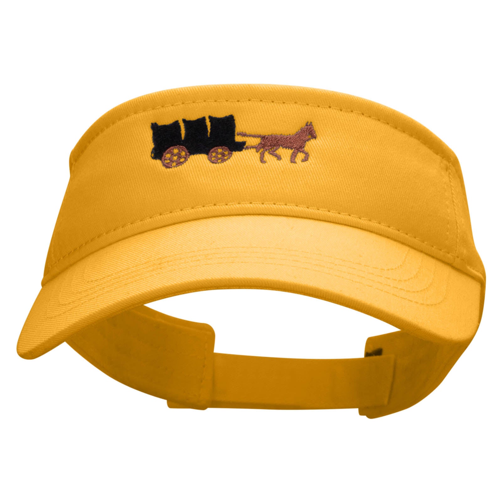 Horse Carriage Embroidered Brushed Sports Visor - Yellow OSFM