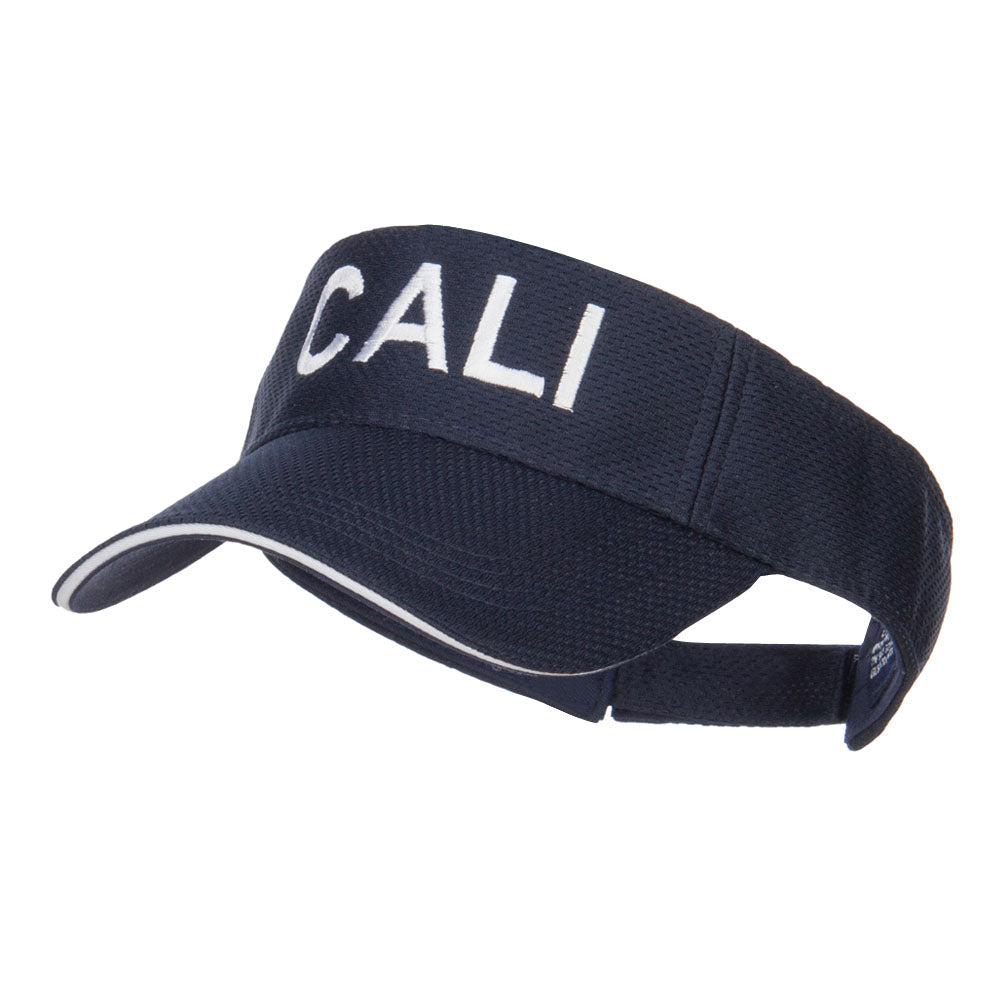 Wording of Cali Embroidered Mesh Visor - Navy OSFM