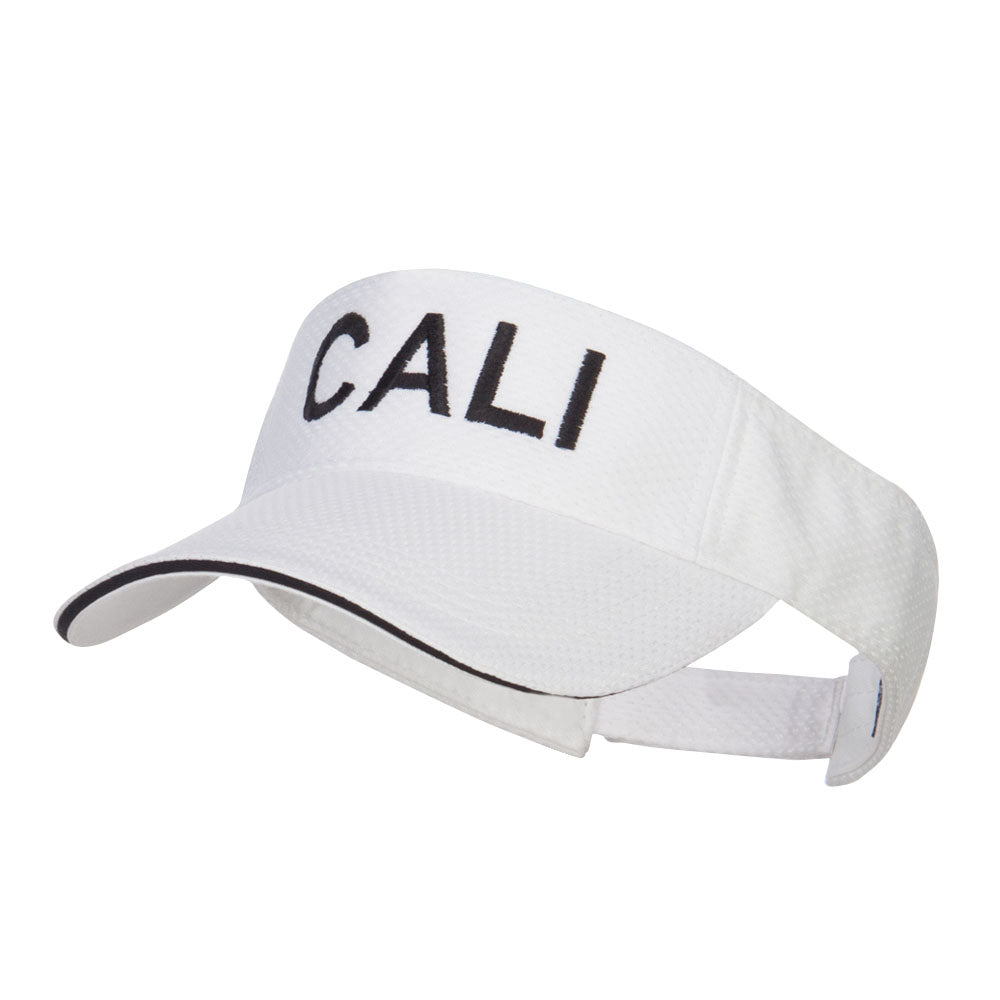 Wording of Cali Embroidered Mesh Visor - White OSFM