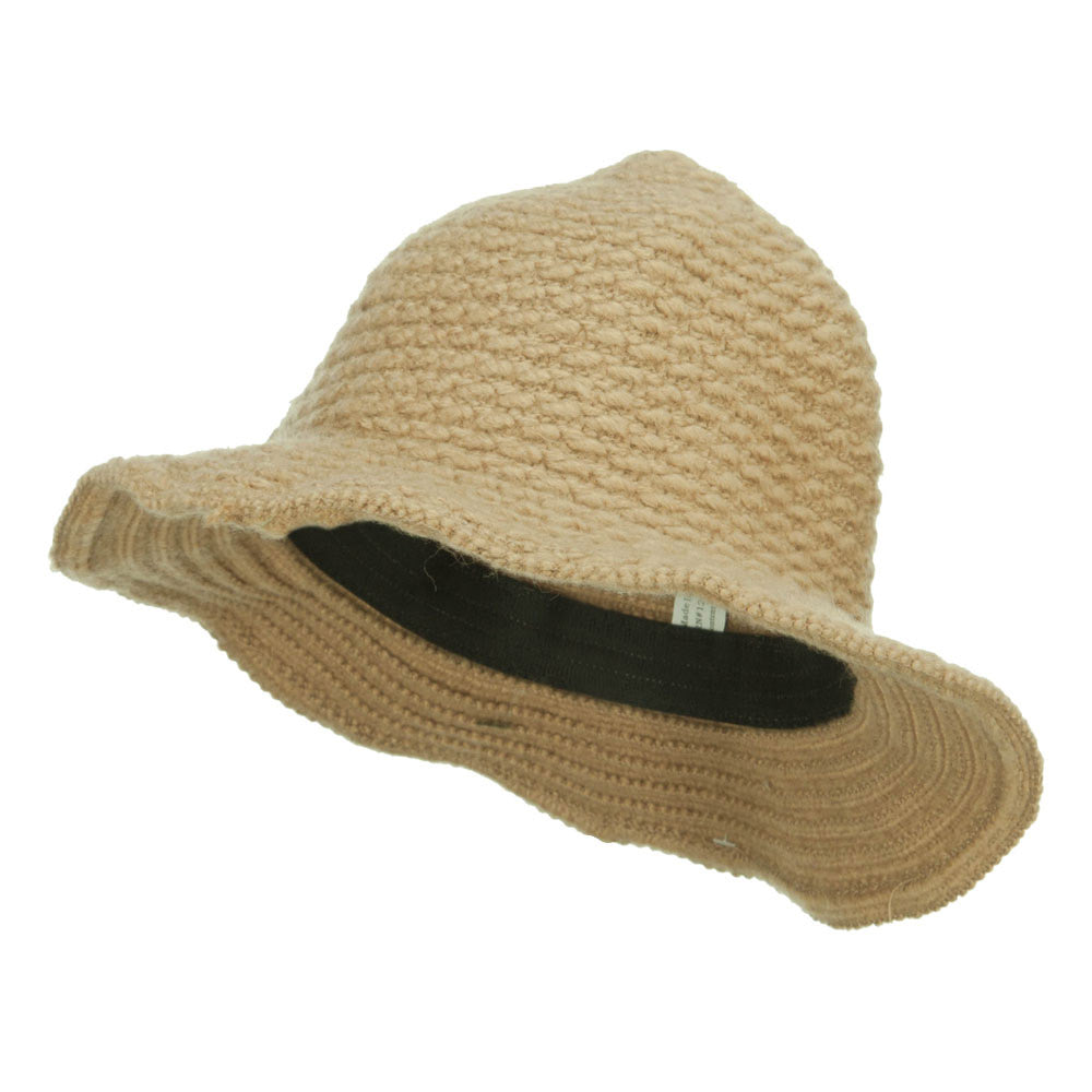 Women&#039;s Chenille Wired Brim Bucket Hat - Tan OSFM