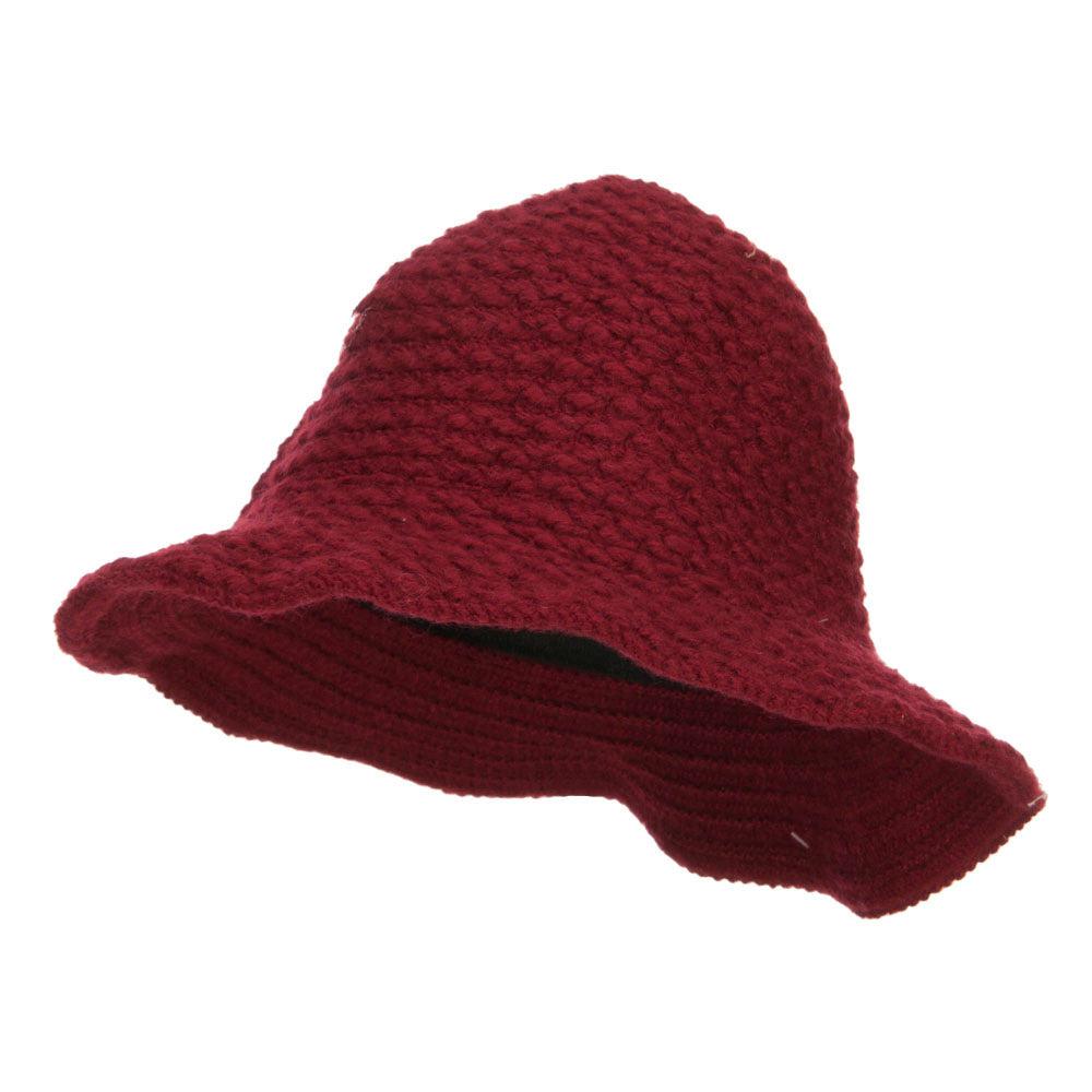 Women&#039;s Chenille Wired Brim Bucket Hat - Burgundy OSFM