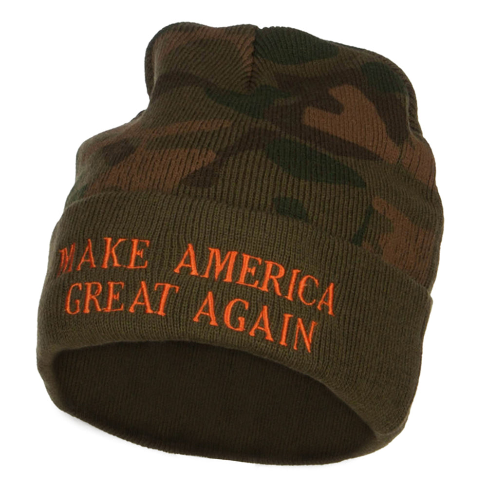 Make America Great Again Embroidered Camo Beanie - Green OSFM