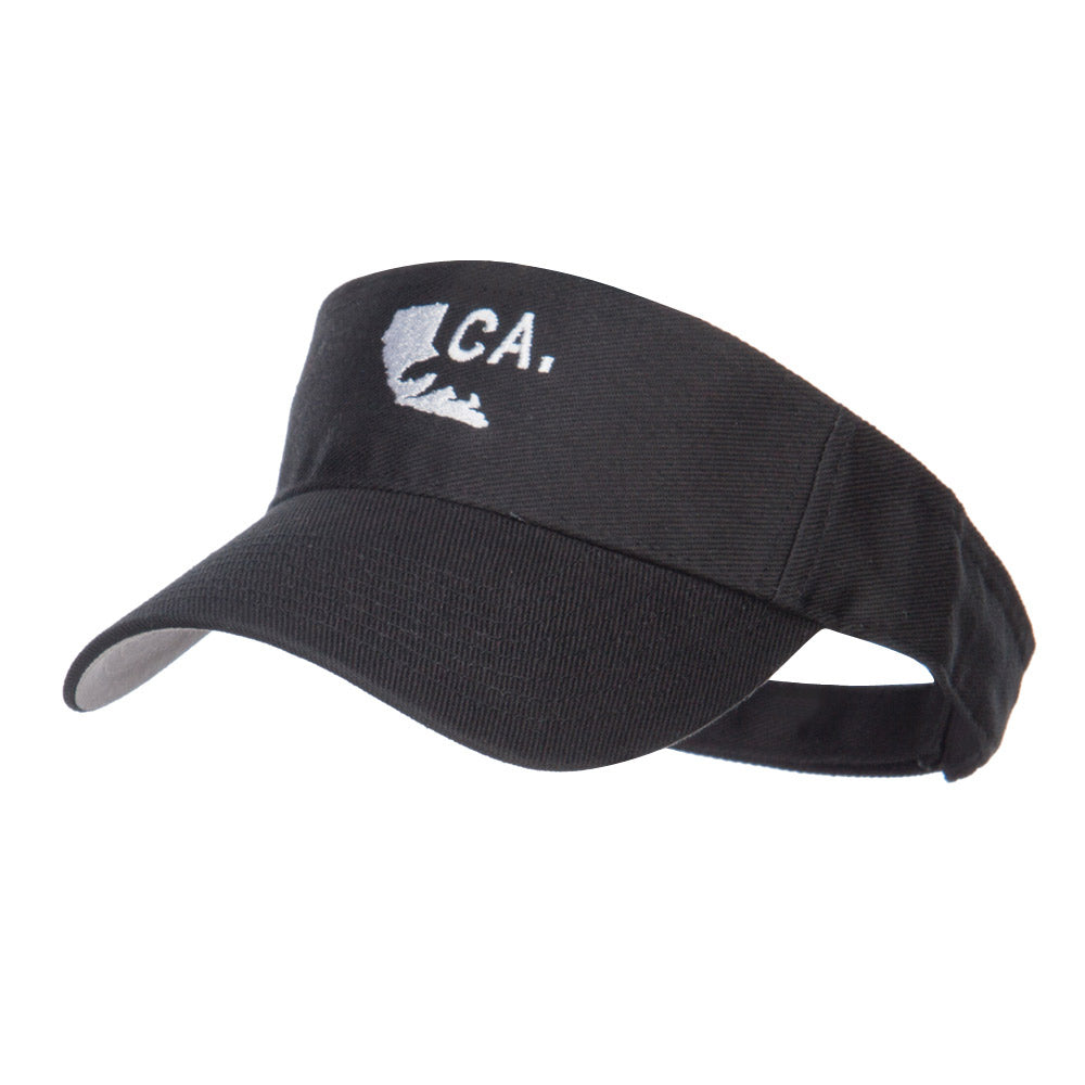 California Map Bear Embroidered Sports Visor - Black OSFM