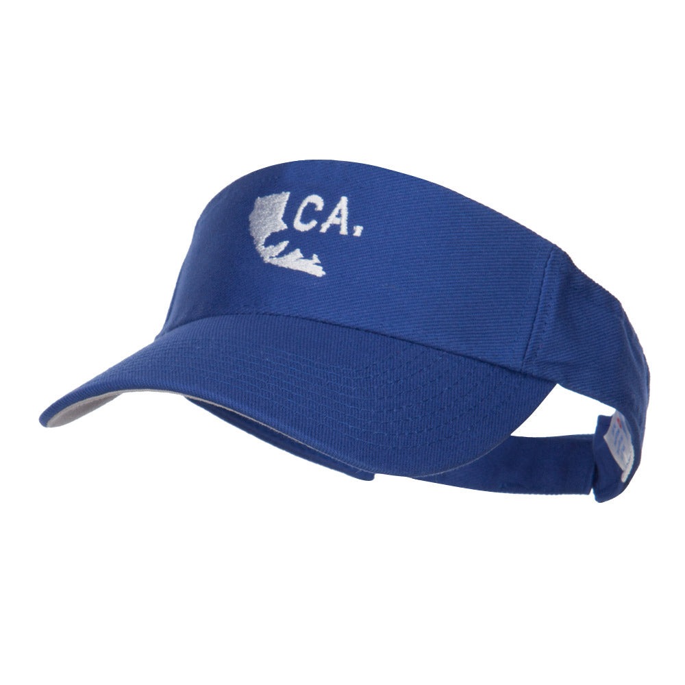 California Map Bear Embroidered Sports Visor - Royal OSFM