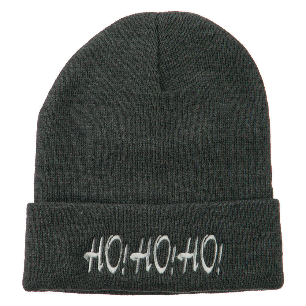 Christmas Letter Ho Ho Ho Embroidered Beanie - Grey OSFM