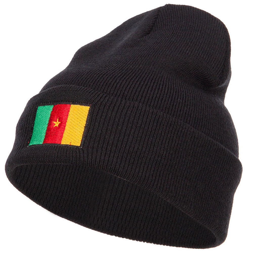 Cameroon Flag Embroidered Beanie - Black OSFM