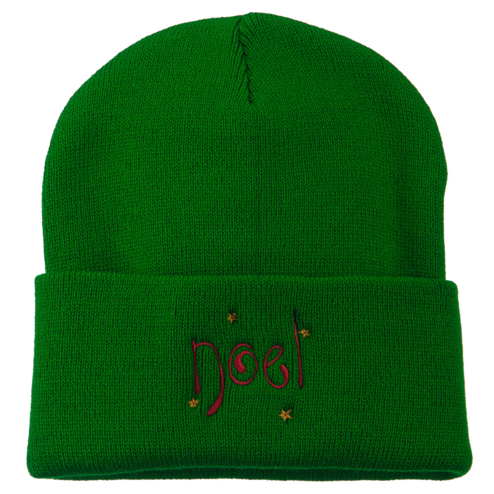 Noel with Stars Embroidered Long Beanie - Kelly OSFM