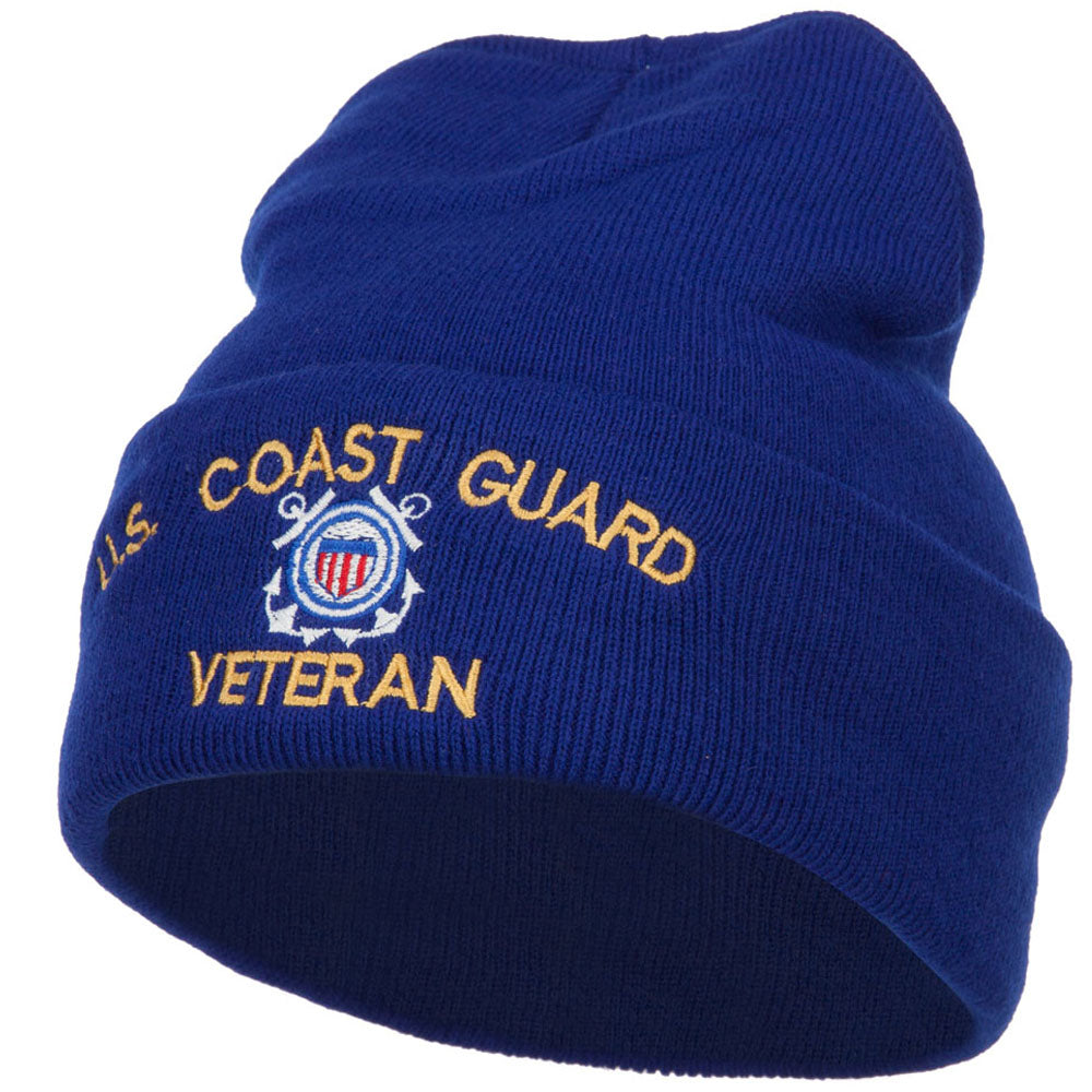 US Coast Guard Veteran Embroidered Long Beanie - Royal OSFM