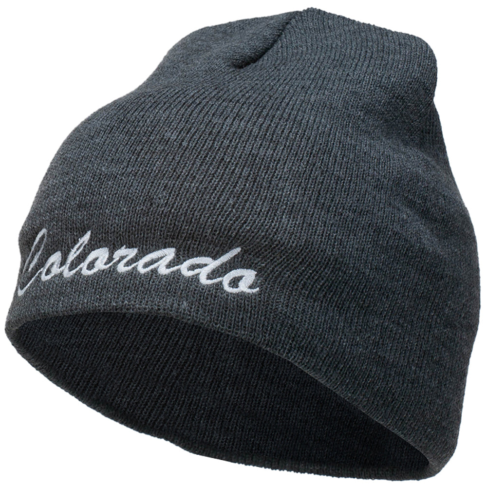 Colorado Embroidered Short Beanie - Dk Grey OSFM