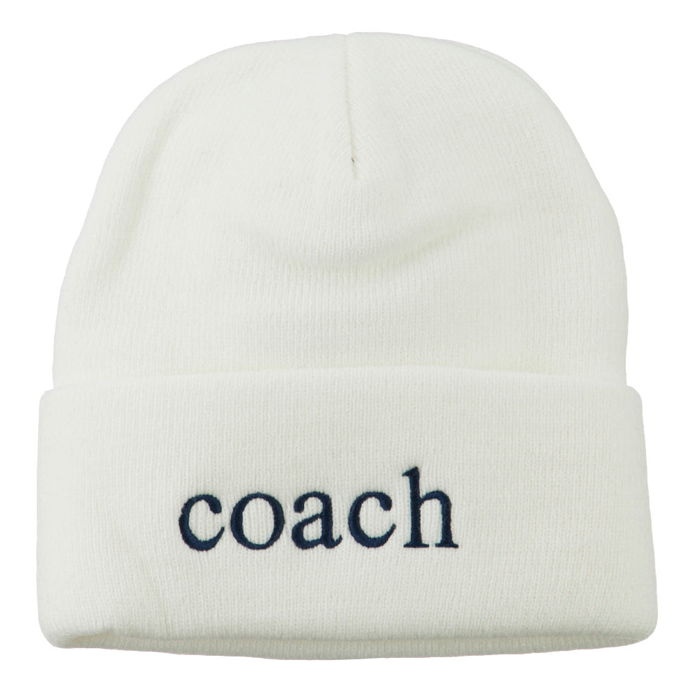 Coach Embroidered Long Beanie - White OSFM