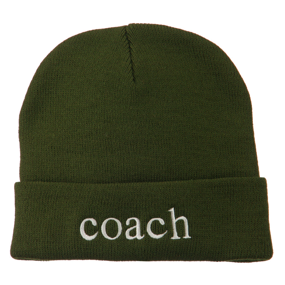 Coach Embroidered Long Beanie - Olive OSFM