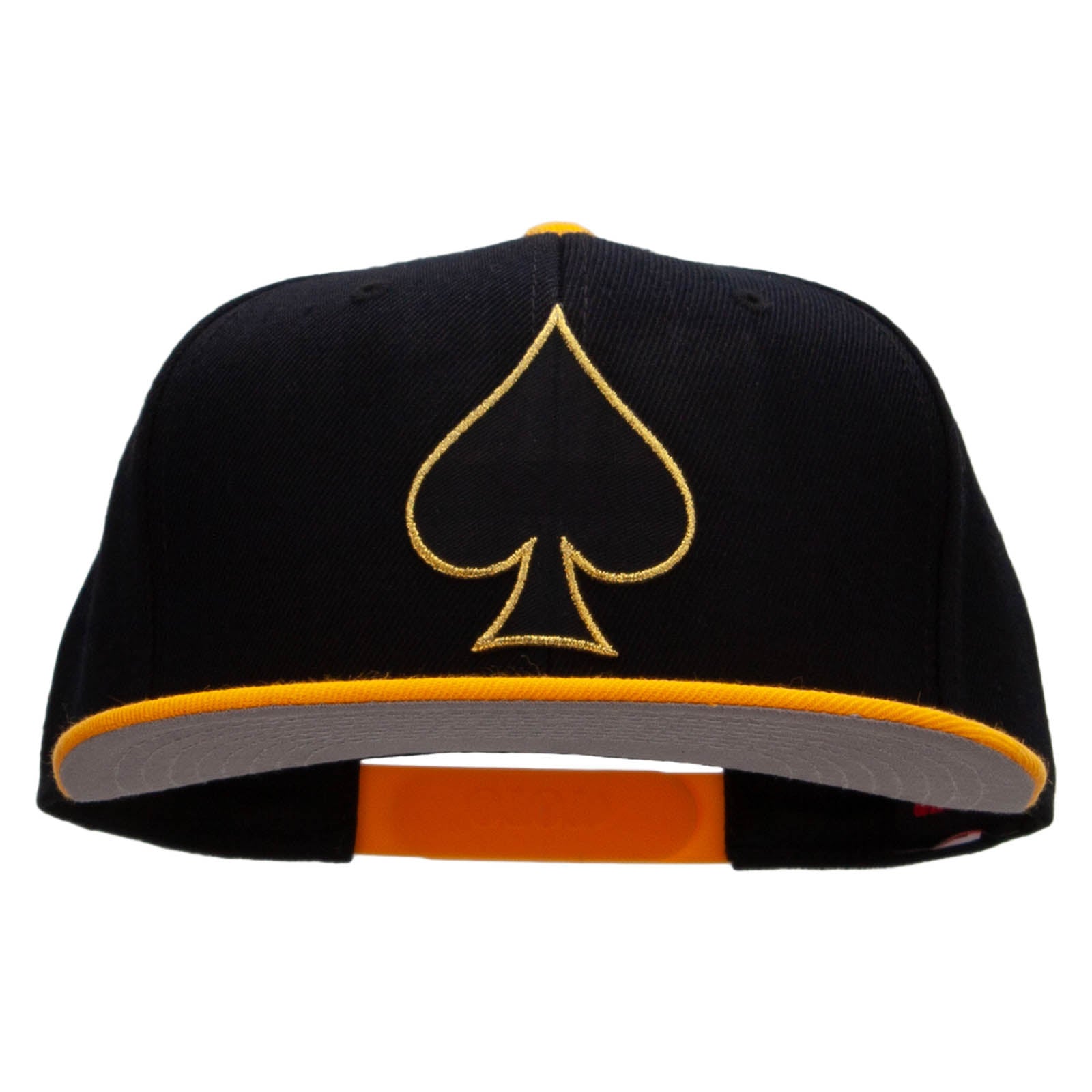 Black Spades Patched Wool Blend Pro Style 2 Tone Snapback - Gold Black OSFM