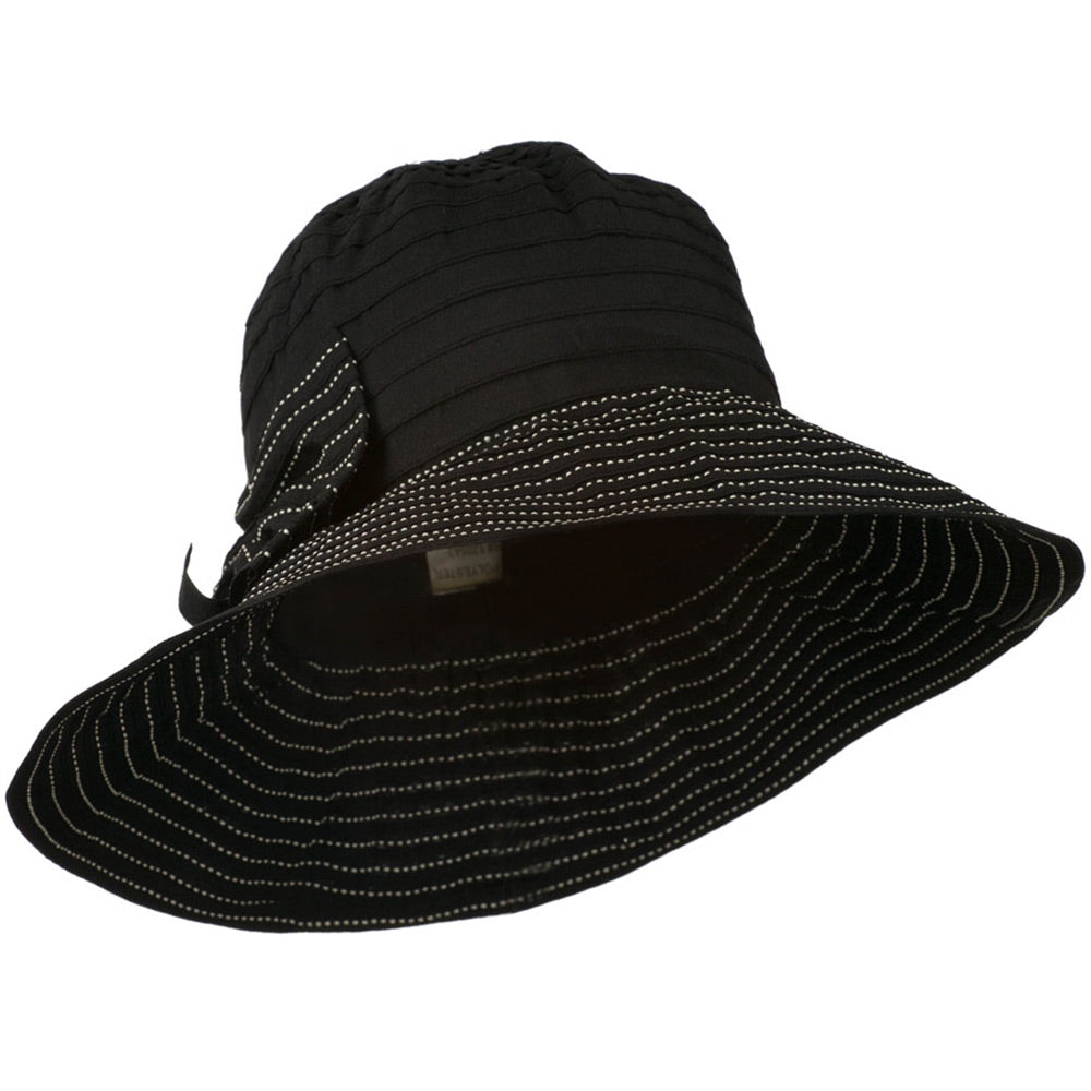 Women&#039;s Crushable Polyester Hat with Large Bow Accent - Black OSFM