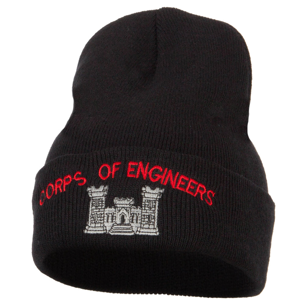 Corps of Engineers Embroidered Long Knitted Beanie - Black OSFM