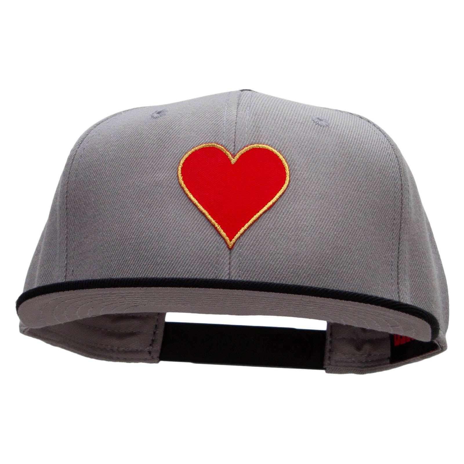 Red Heart Patched Wool Blend Pro Style 2 Tone Snapback - Black Grey OSFM