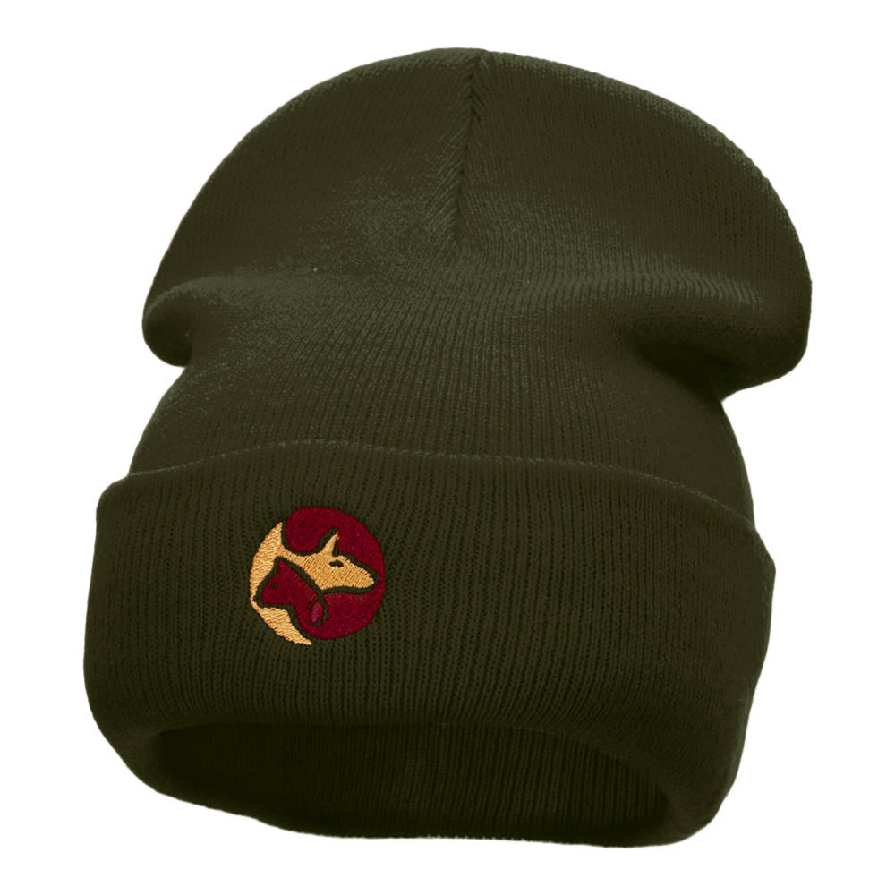 Rescue Pets Logo Embroidered Long Knitted Beanie - Olive OSFM