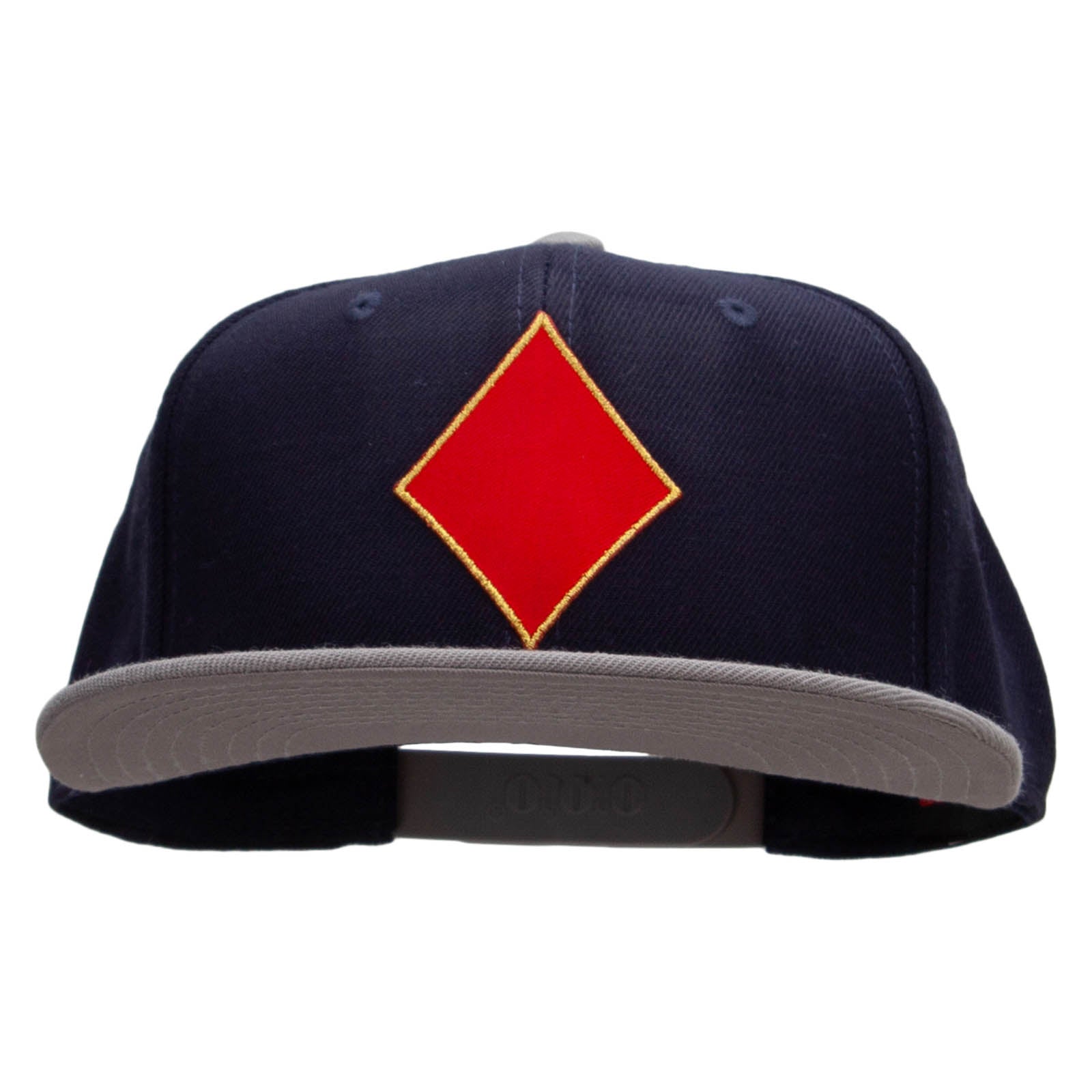 Red Diamond Patched Wool Blend Pro Style 2 Tone Snapback - Grey Navy OSFM