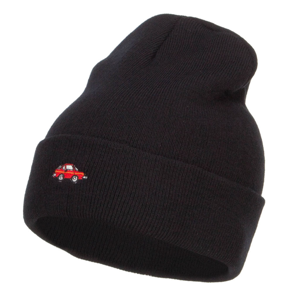 Mini Car Embroidered Long Beanie - Black OSFM