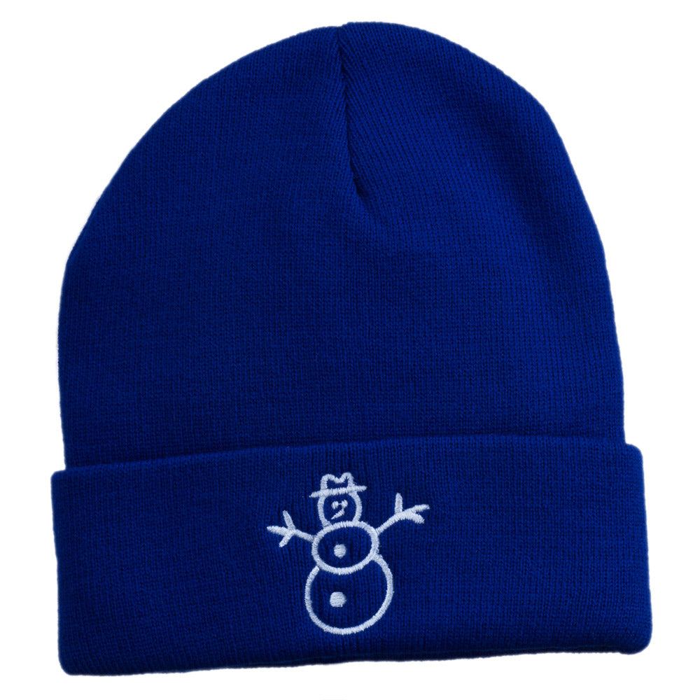 Christmas Snowman Embroidered Cuff Beanie - Royal OSFM