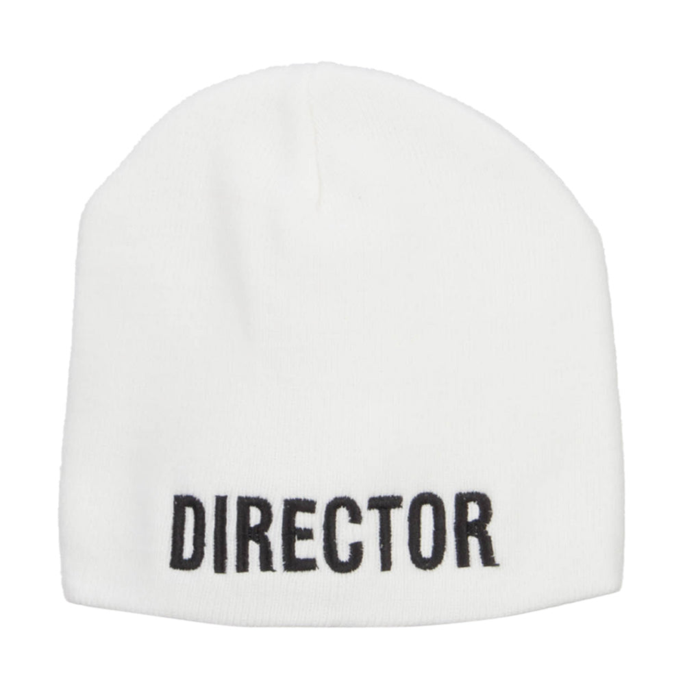 Director Embroidered Short Beanie - White OSFM