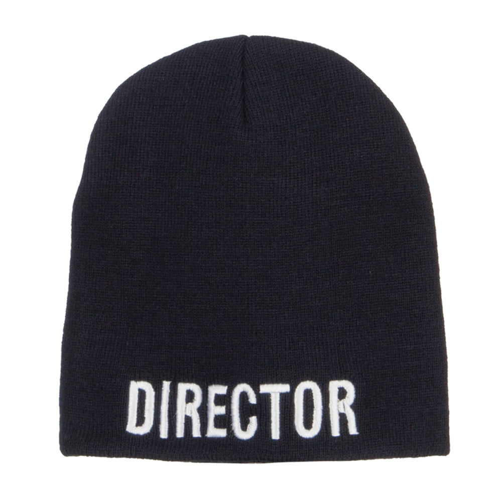 Director Embroidered Short Beanie - Navy OSFM