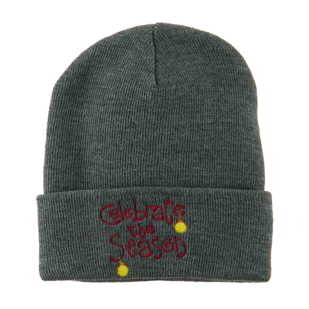Celebrate the Season with Ornaments Embroidered Beanie - Grey OSFM