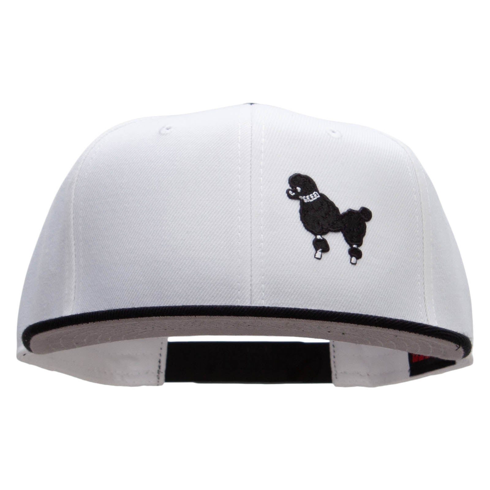 Black 50&#039;s Poodle Embroidered Patched Wool Blend Pro Style 2 Tone Snapback - Black White OSFM