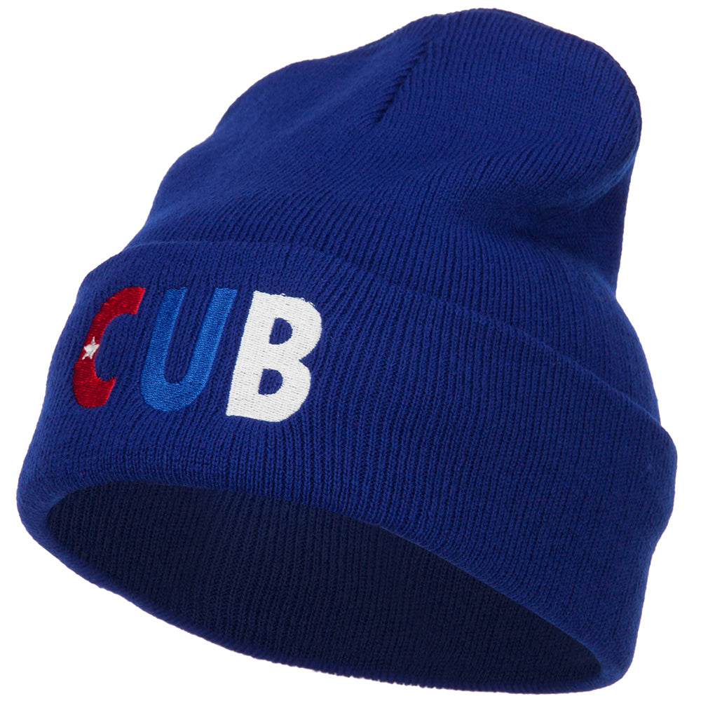 Cuba CUB Flag Embroidered Long Beanie - Royal OSFM