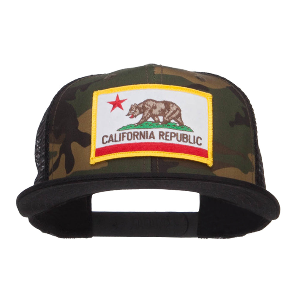 California Republic Patched Camo Mesh Snapback - Black Camo OSFM