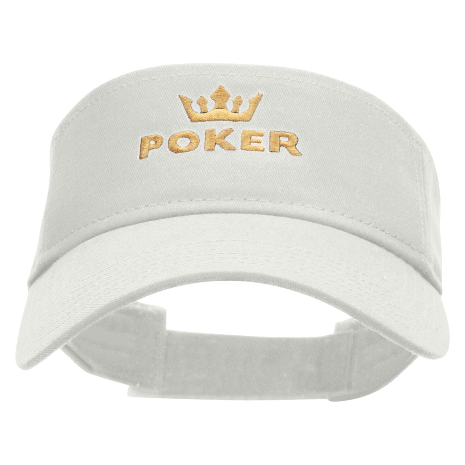 Poker King Embroidered Cotton Twill Sun Visor - White OSFM