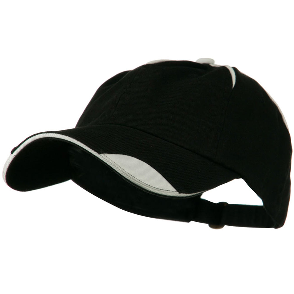 Low Profile Unstructured Cotton Washed Cap - Black White OSFM