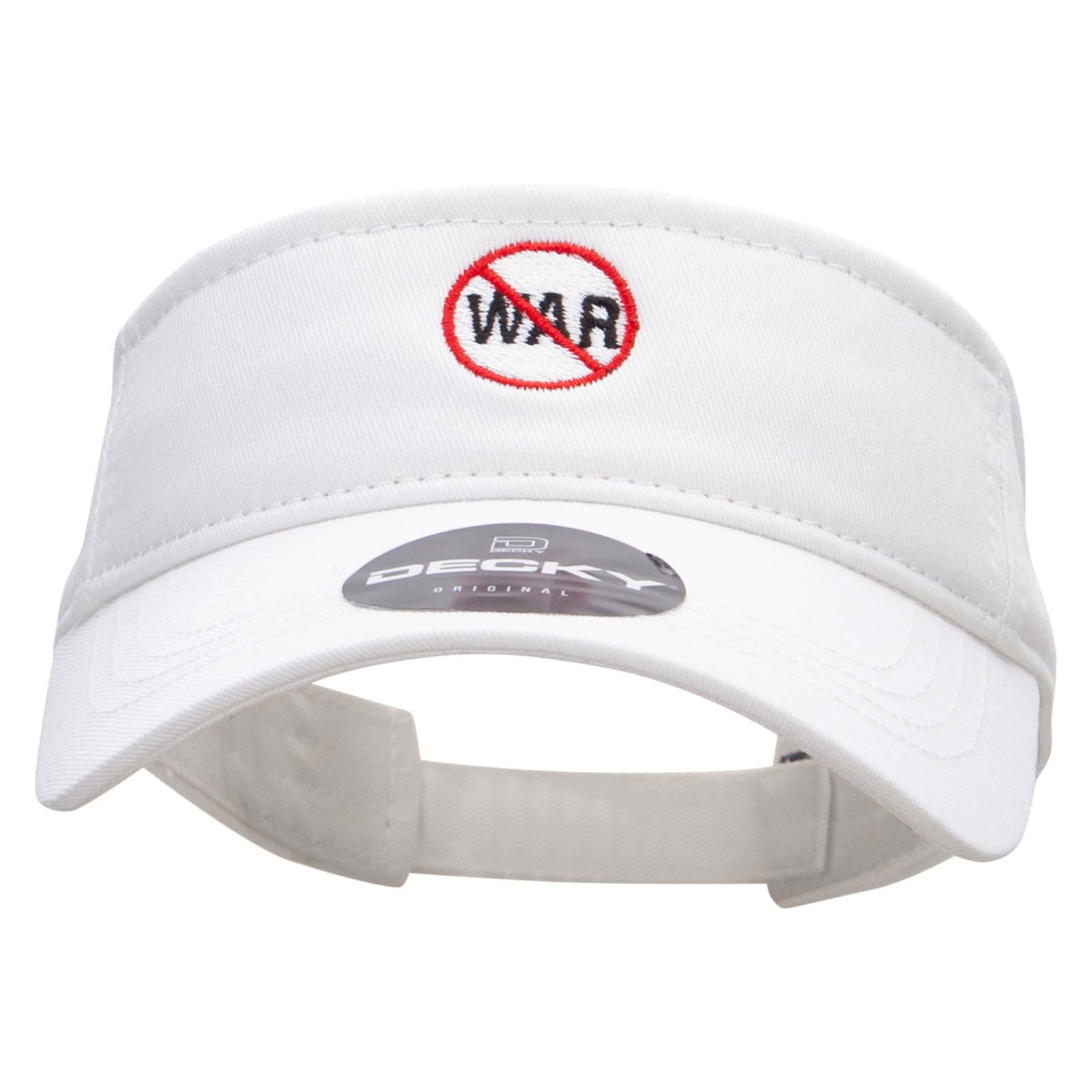 No War Embroidered Brushed Sports Visor - White OSFM